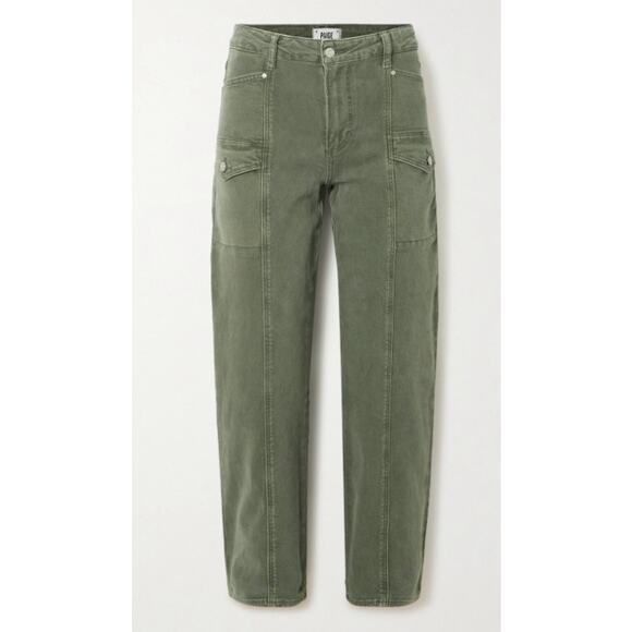 Paige Alexis High Rise Barrel Leg Cargo in Vintage Ivy Green - Picture 4 of 12
